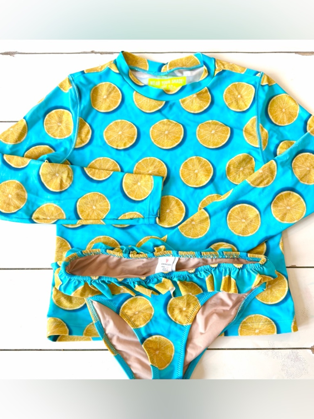 Crewcuts girls size 10 lemons swimsuit two piece